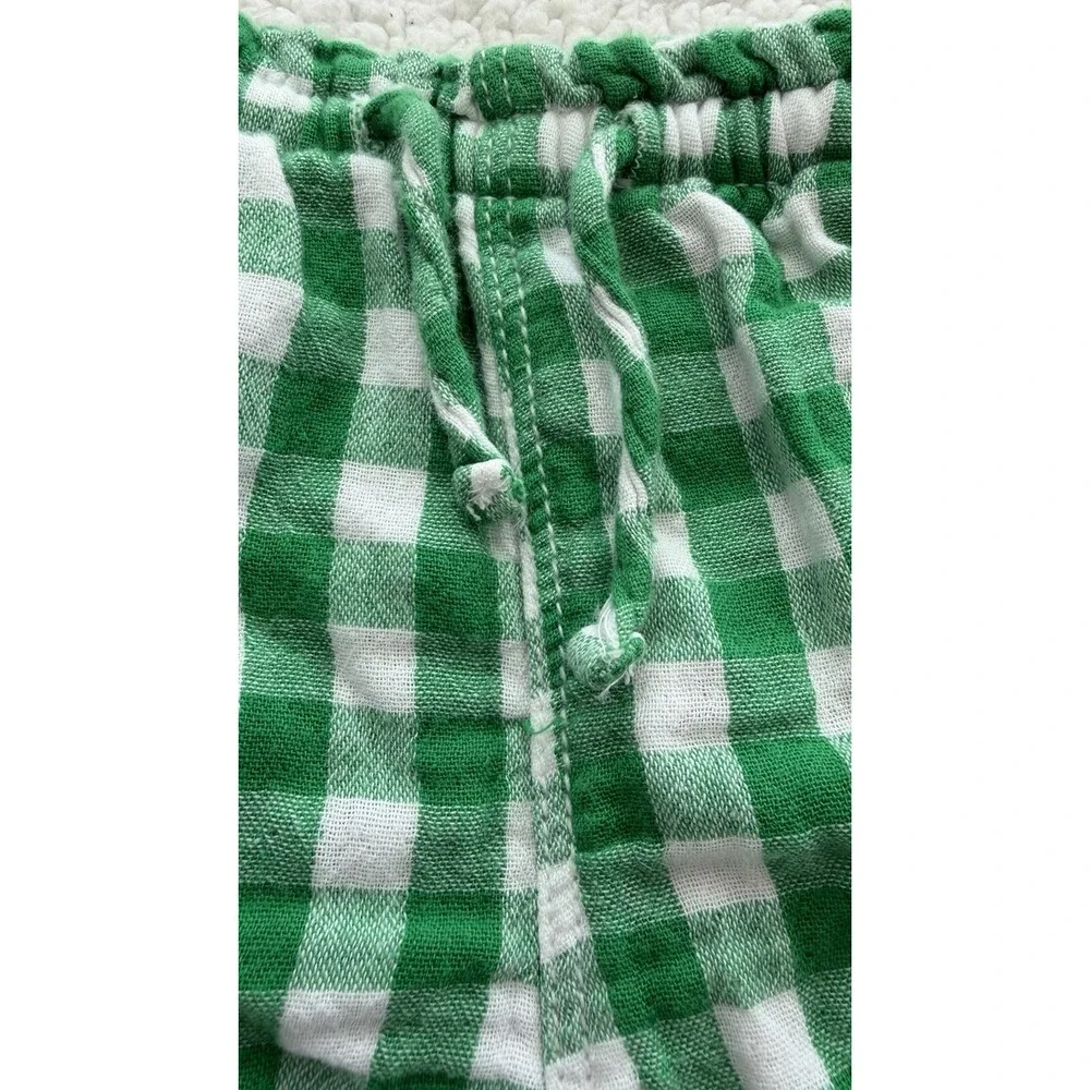 Girls Gingham Shorts Green & White Check Pull-on Drawstring Kids Size 5T Preppy